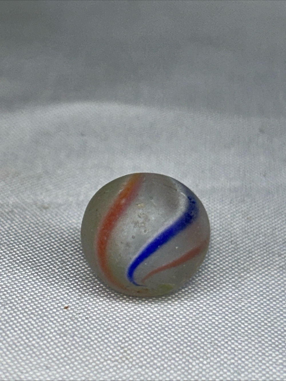 Handmade German Glass Marble Swirl - Blue & Orange Accent antique rare colors